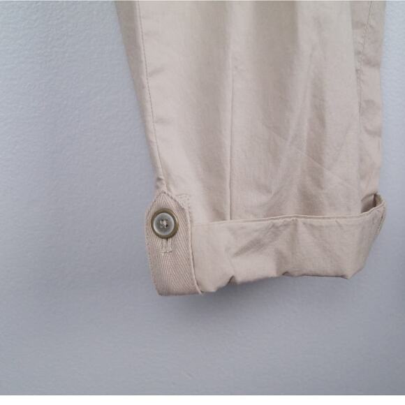 Talbots Causal Capri Button Cuffed Ankle Pants Tan High Rise Size 16 Petite - Picture 5 of 10